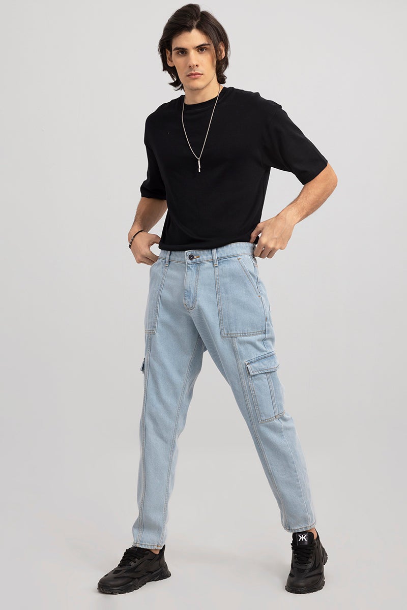 سنيتش جينز كارجو واسع أزرق ثلجي هيب هوب - Image 2
